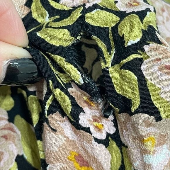 ZARA Women's Mini Dress Long Sleeve Tiered Ruffle Hem Floral Pink Black Small - Picture 5 of 7